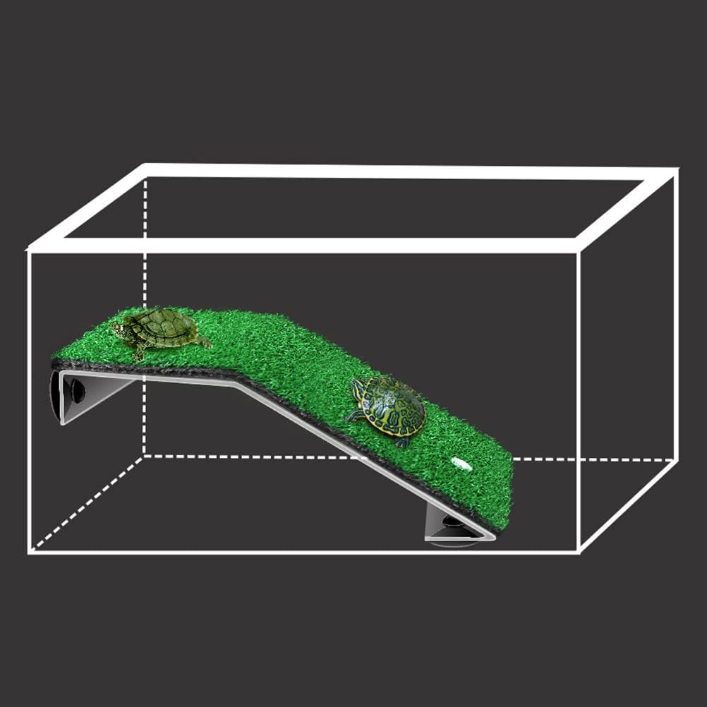 HIERYAN Turtle Basking Platform, Tortoise Ramp Reptile Tank Ladder Resting Terrace, Tortoise Ramp Reptile Ladder Resting Terrace Fish Tank Aquarium Turtle Dock Floating Décor (14" X 4.7" X 4")
