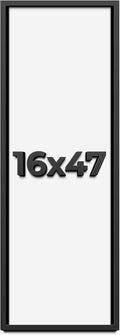16x47 Shadow Box Frame Black | 1 Inch Deep Solid Wood Shadowbox Display Frame | UV Resistant Acrylic Plexiglass, Acid Free Backing, and Hanging Hardware | Dugan Picture Frame Style