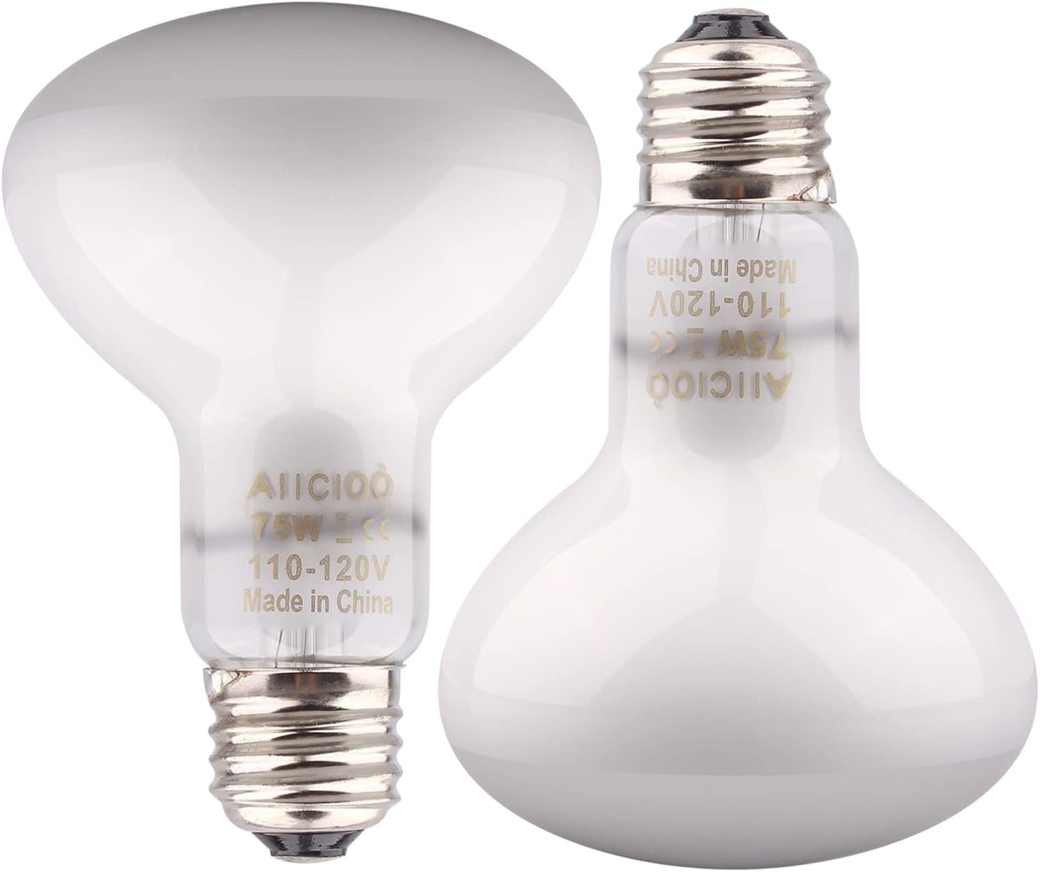 Aiicioo Reptile Basking Light Bulb - 75W Reptile Heat Lamp 2 Pack UVA Daylight Amphibians Basking Bulb for Bearded Dragon Turtle Hermit Crab Gecko Lizard Daylight