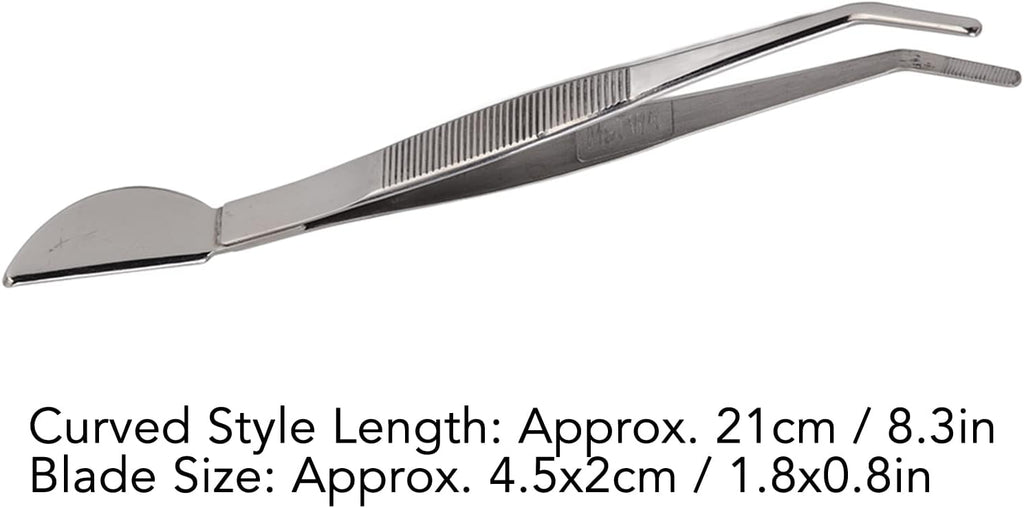 TOPINCN Bonsai Tweezers, Stainless Steel Long Plant Tweezers with Moon Spatula Head, Home Garden Potted Loosening Soil Plan Grass (Bent)