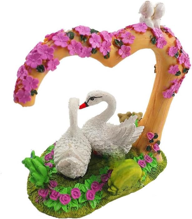 Aquarium Decorations - Resin Heart Swan Aquarium Supplies for Fish Tank Theme Decoration