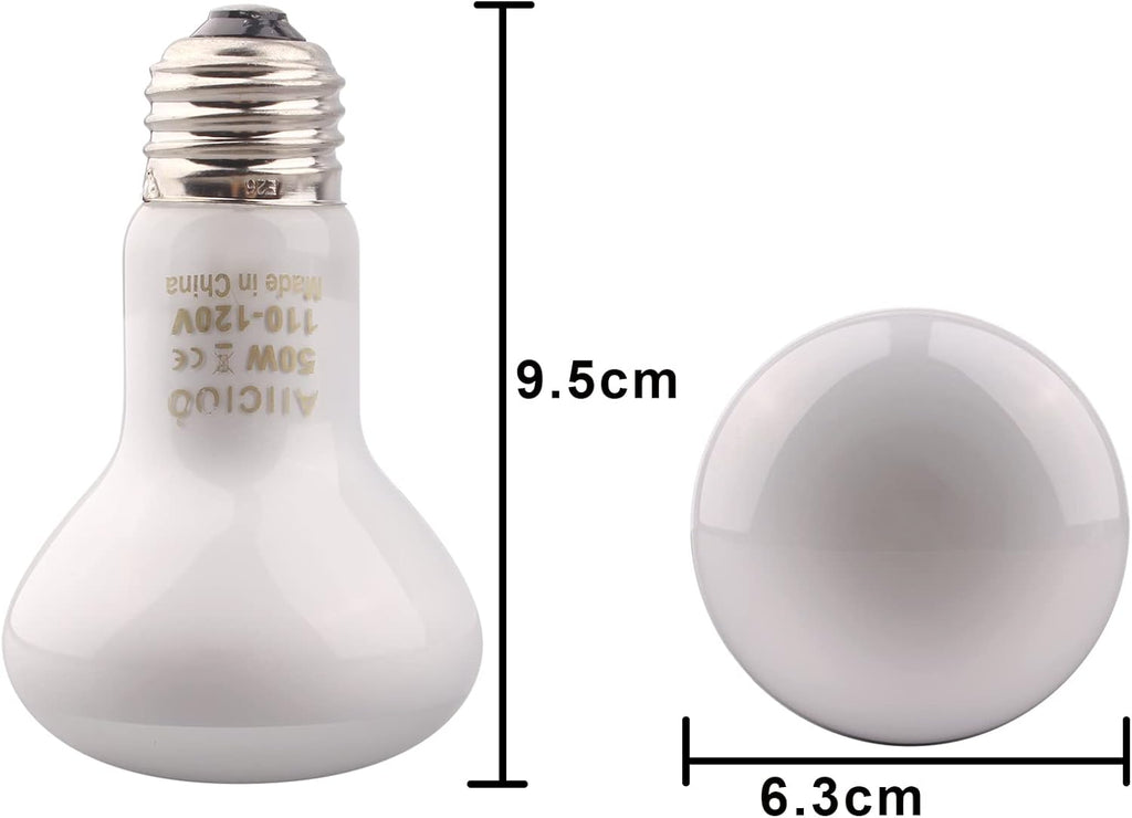 Aiicioo Reptile Basking Light Bulb - 50W Reptile Heat Lamp 2 Pack UVA Daylight Amphibians Basking Bulb for Bearded Dragon Turtle Hermit Crab Gecko Lizard Daylight