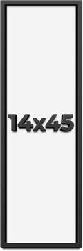 14x45 Shadow Box Frame Black | 1 Inch Deep Solid Wood Shadowbox Display Frame | UV Resistant Acrylic Plexiglass, Acid Free Backing, and Hanging Hardware | Dugan Picture Frame Style