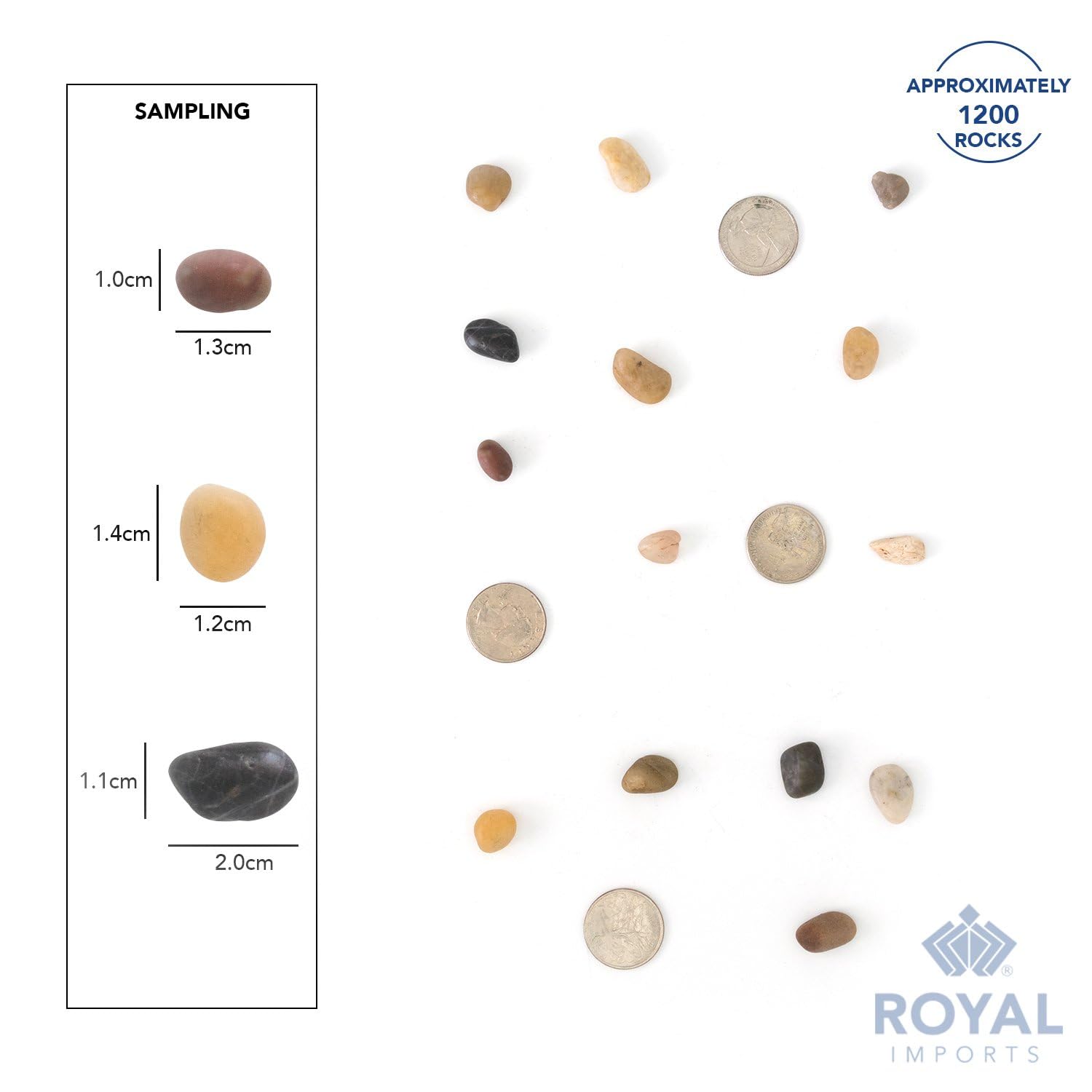 Royal Imports 1LBS River Rocks Decorative Ornamental Pebbles, Garden Landscaping Stones, Gravel Filler for Plants, Vases, Succulents, Home Decor, Aquariums, Crafting, Animal Habitat - Small Natural