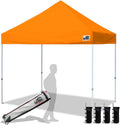 Eurmax USA Standard 10x10ft Patio Pop Up Canopy Tent for Outdoor Events Commercial Instant Canopies with Heavy Duty Roller Bag,Bonus 4 Canopy Sand Bags(Orange)