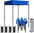 Eurmax USA 5x5 Flat Top Pop Up Canopy Tent Outdoor Portable Instant Shelter Bonus 4 SandBags (Flat Blue)