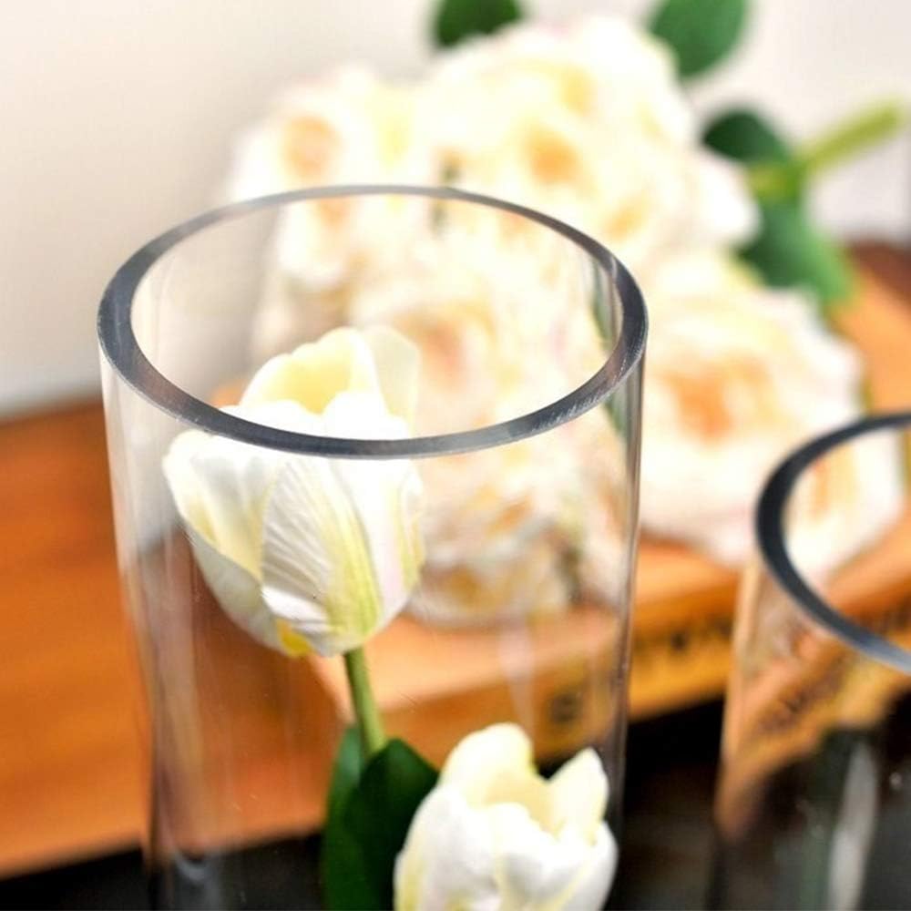 WGVI Quality Thick Weighted Clear Cylinder Glass Vases, 3" W x 12" H, Skinny Bud Vase Floral Bouquet Flower Arrangements Storage Container Candle Holders Decorative Accents, Bulk Wholesale, 12 Pieces