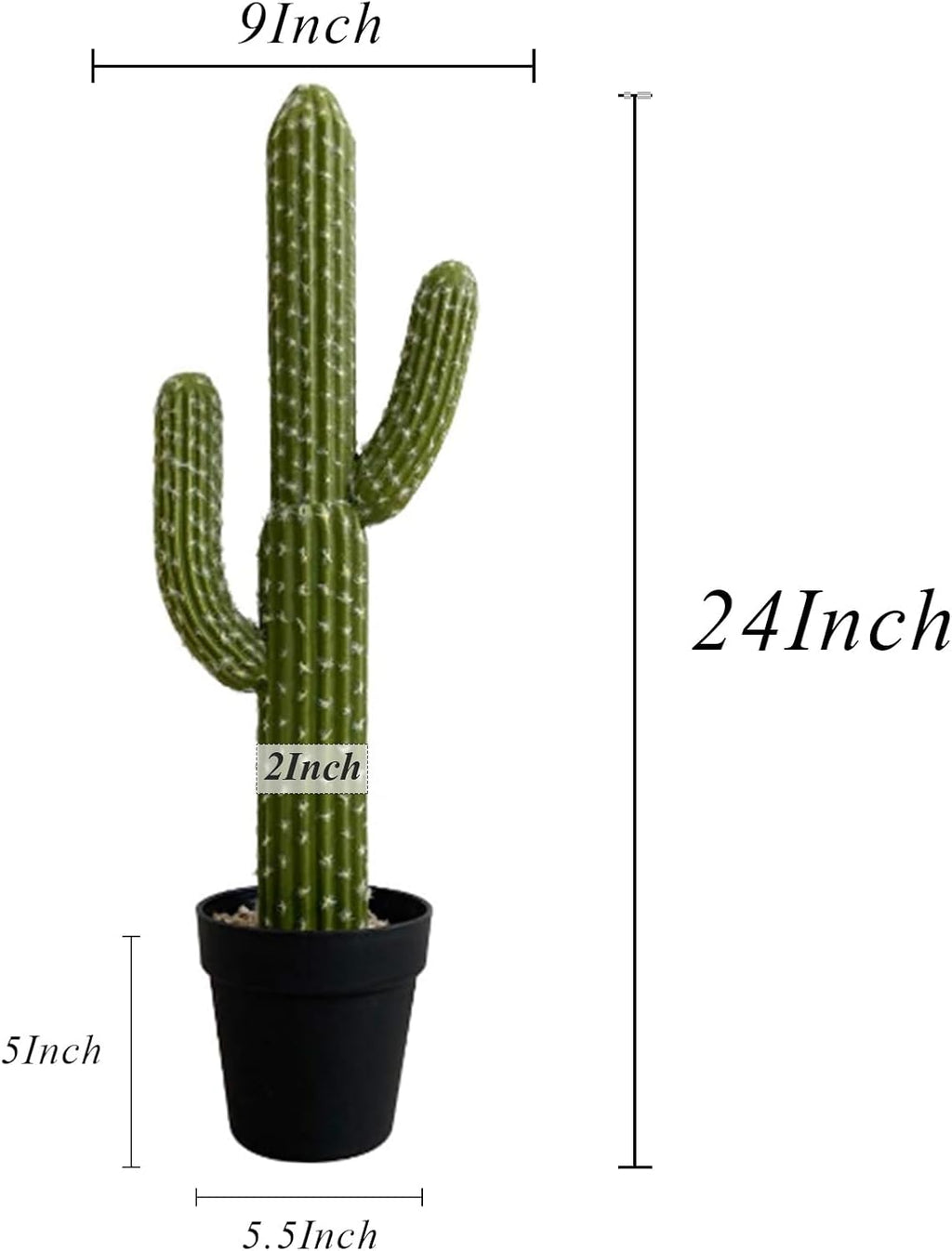 momoplant Artificial Cactus Succulent Plant, 24 Inch Tall Faux Fake Desert Cacti Plant with Black Planter for Home Garden Office Floor Decor