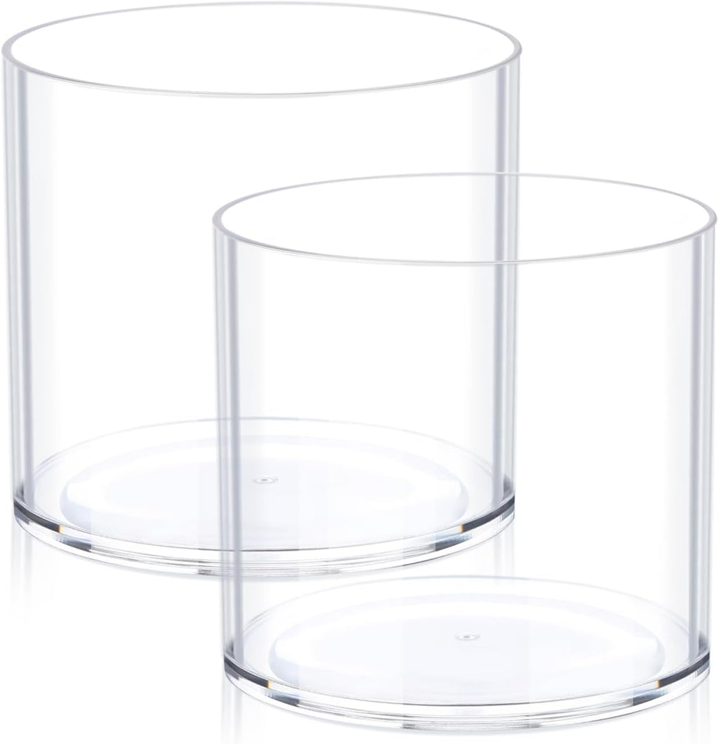 JYPS Flower Clear Vase Centerpiece for Home 1-Set of 2 Sizes, Wedding Party, Plastic Clear Cylinder Wide Vase for Flowers, Decorative Wide Mouth Vase for Decor, Centerpieces, Large Clear Container