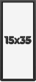 15x35 Shadow Box Frame Black | 1 Inch Deep Solid Wood Shadowbox Display Frame | UV Resistant Acrylic Plexiglass, Acid Free Backing, and Hanging Hardware | Dugan Picture Frame Style