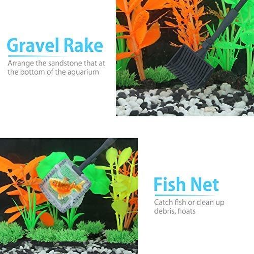 Carefree Fish 6IN1 Aquarium Cleaning Tools Long Handle Adjustable Length 20~36Inches Fish Tank Cleaner Kit Algae Scraper Scrubber Brushes Set