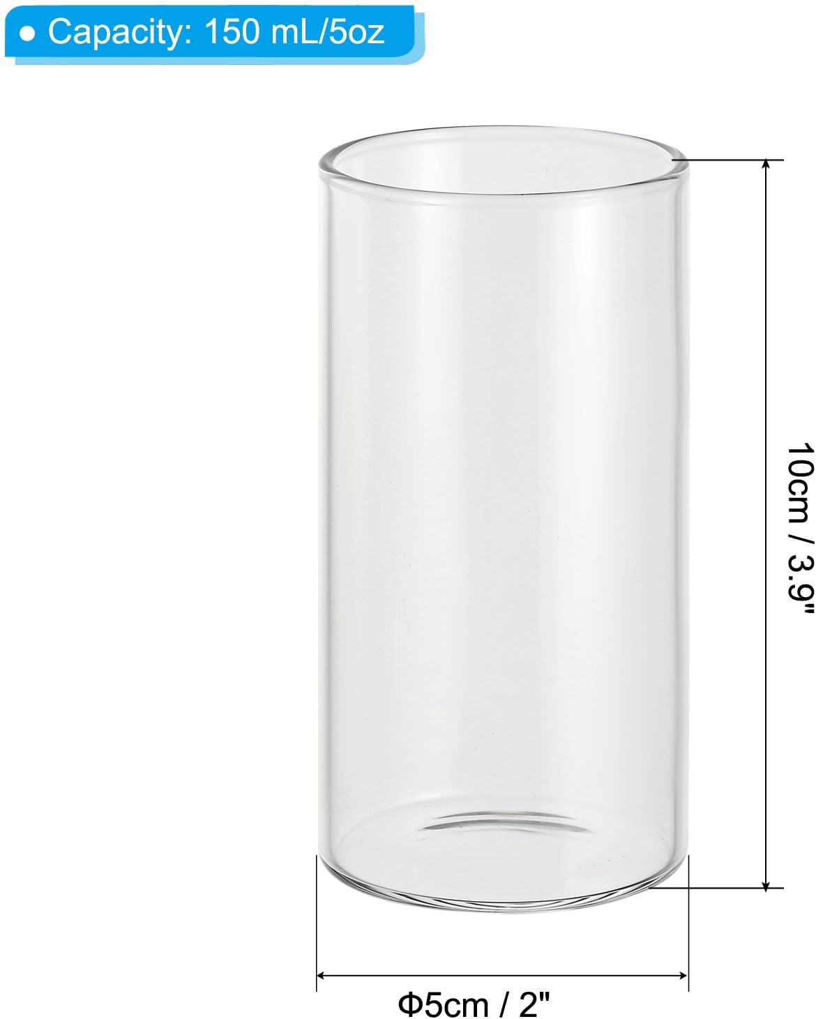 PATIKIL Clear Glass Cylinder Vase, 3.9" Tall and 2" Dia Tabletop Flowers Vase Floating Candle Holder for Home Decor Wedding Centerpieces (5oz)