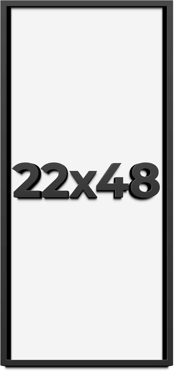 22x48 Shadow Box Frame Black | 1 Inch Deep Solid Wood Shadowbox Display Frame | UV Resistant Acrylic Plexiglass, Acid Free Backing, and Hanging Hardware | Dugan Picture Frame Style