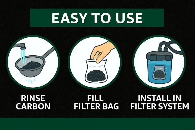 Aquarium Activated Carbon – Charcoal Filter Media Pellet Granules for Fish Tank & Pond – 1 Kg (2.2 lb) – Steam Activated Coconut Shell Carbon – Coir Wonder