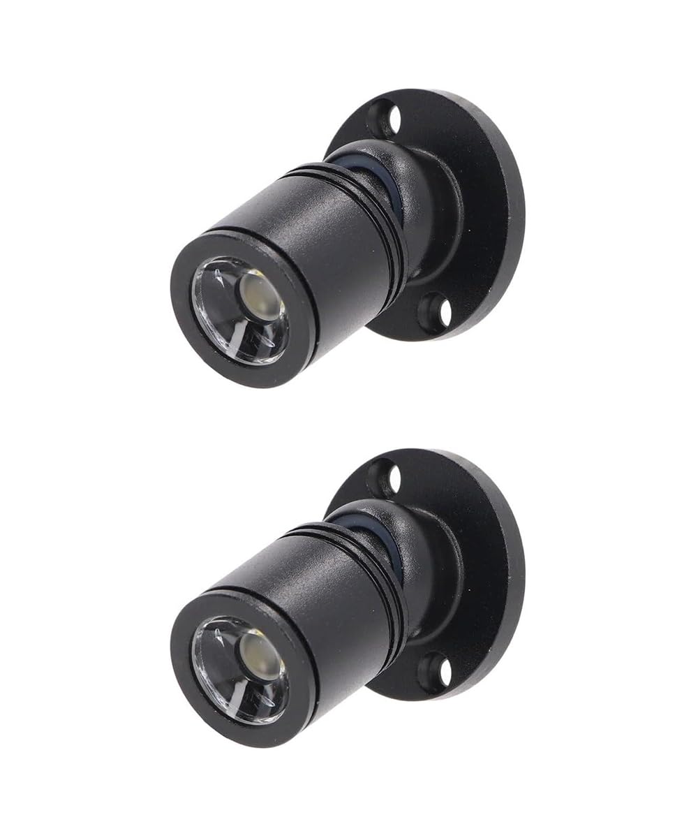 Dimmable 12V LED Mini Spotlights for Display - 1.5W Warm White 3000K, Small Spotlights for Displays with Dimmer, Black - Set of 2