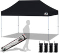 Eurmax USA 10'x15' Pop Up Canopy Tent Commercial Instant Canopies with Heavy Duty Roller Bag,Bonus 4 Sand Weights Bags (Black)