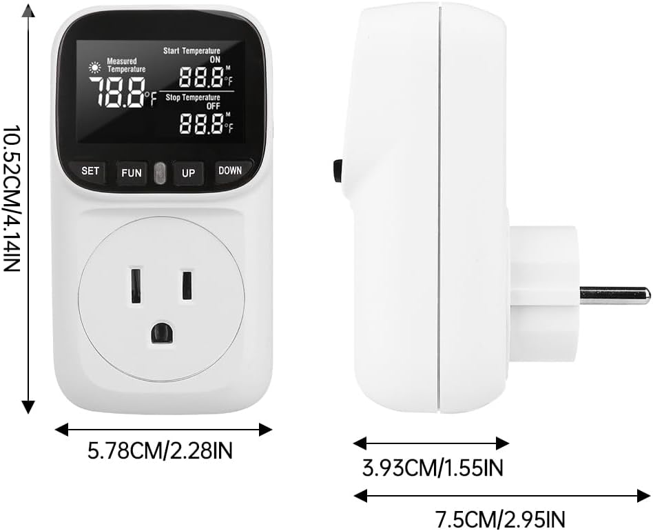 Diymore 1800W Digital Temperature Controller Plug in Thermostat Outlet Digital RV Thermostat Heating Cooling Mode Timer 15A /120V -104℉~210℉ for Incubator Thermometer Pool Thermometer