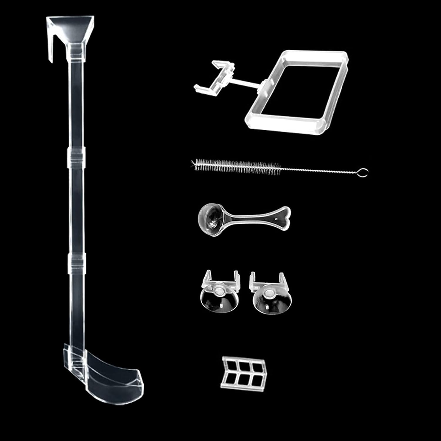 Aquarium Fish Shrimp Feeding Dish Set, Transparent Shrimp Feeding Tube, Fish Tank Feeding Supplies with Feeding Ring Cleaning Brush