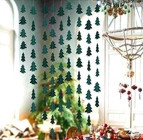 Cheerland Christmas Tree Garland Camping Decorations for Woodland Theme Baby Shower Birthday Party Decoration Xmas Hanging Nature Streamer Backdrop Green Pine Tree Garland Classroom Glamping Decor