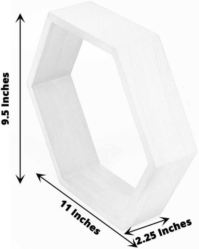 Efavormart 2 Pack | 9" Hexagon Whitewashed Wood Centerpiece, Geometric Terrarium, Honeycomb Storage Shelf