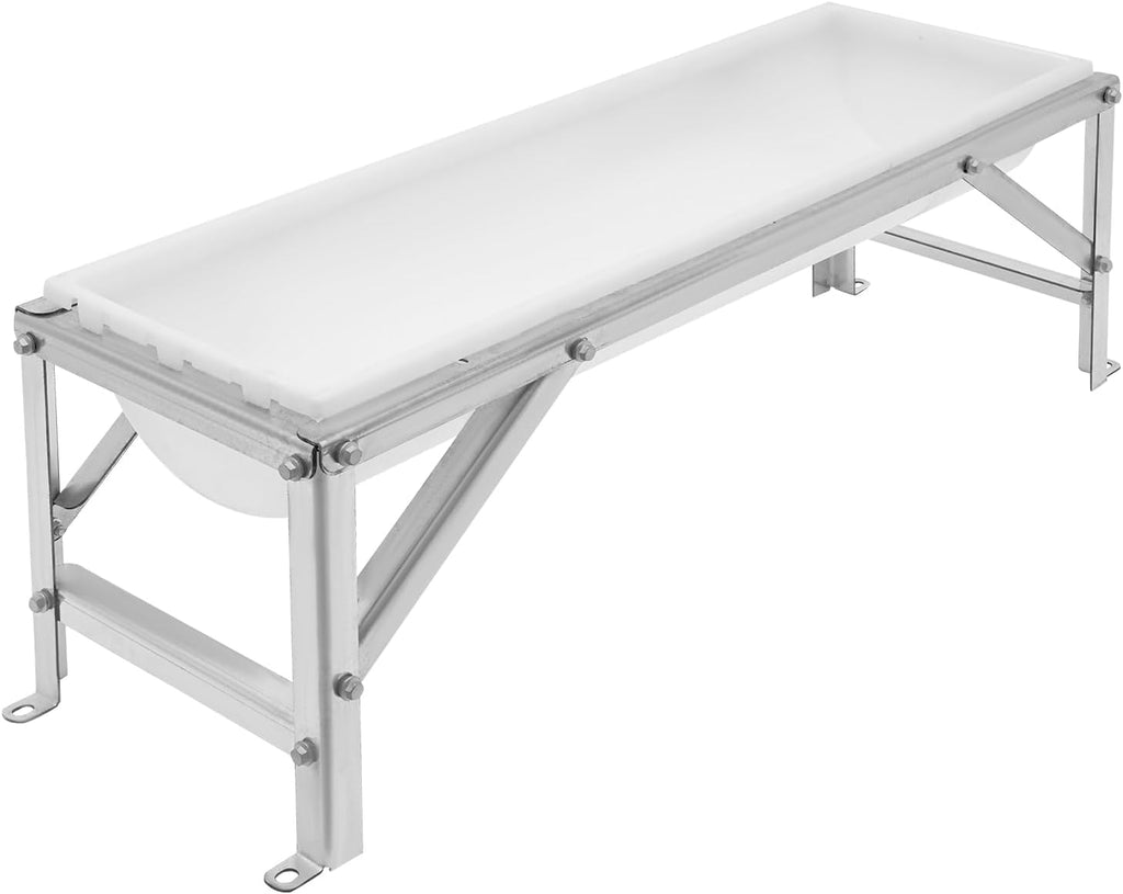 39.4" Long Feeding Trough, 9.3 Gal Livestock Trough Galvanized Sheet Feeder Trough for Horse Goat Sheep Cattle Cow Alpaca (White)