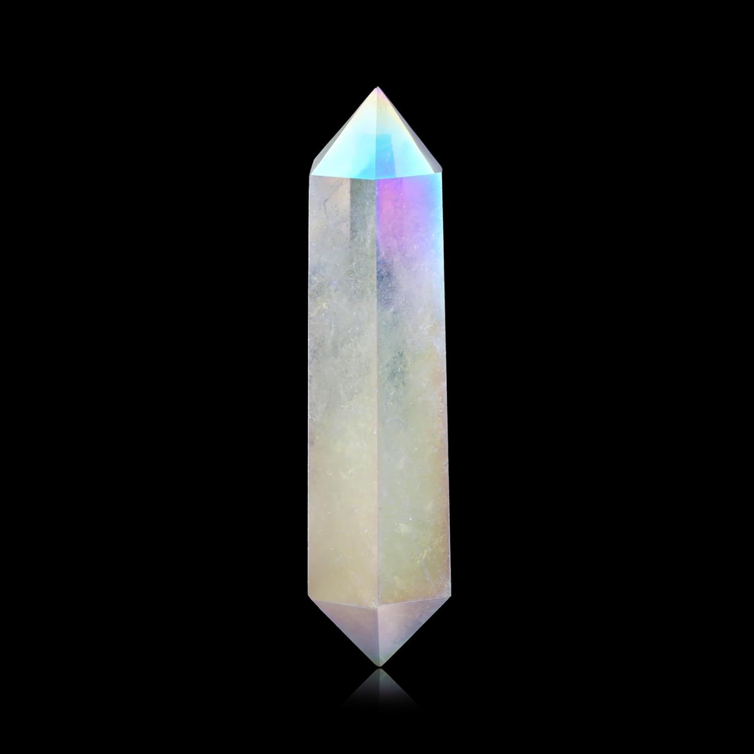 YATOJUZI 3.5" Healing Crystals Wand Electroplating Clear Quartz Crystals and Healing Stones Large Hexagonal Electroplating Crystal Points for Meditation Divination Reiki Energy Balancing 1PCS