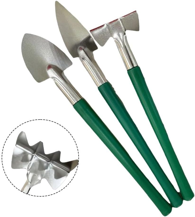 3Pcs Succulent Tools Mini Garden Tools, Planting Tools Set with Small Garden Shovel Rake Trowel Gardending Hand Tools Kit for Soil Caring Succulent Houseplent Bonsi