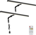 2 Pack Picture Lights for Paintings Plug in, 16" 4W Adjustable LED Picture Light Art Light with Timer, Remote Control Gallery Wall Light for Picture Display Frame Dartboard Art Work (Black)