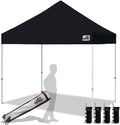 Eurmax USA 8'x8' Pop Up Canopy Tent Commercial Instant Canopies with Heavy Duty Roller Bag,Bonus 4 Sand Weights Bags (Black)
