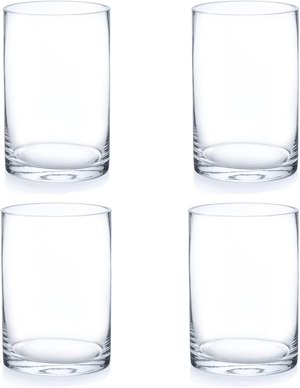 Enova Floral Set of 4 Clear Cylinder Glass Vase 6W x 8H Inches, Clear Flower Vases, Pillar Candle Hurricane Floating Candle Holder Vase, Glass Flower Vase for Wedding Centerpieces, Home Décor
