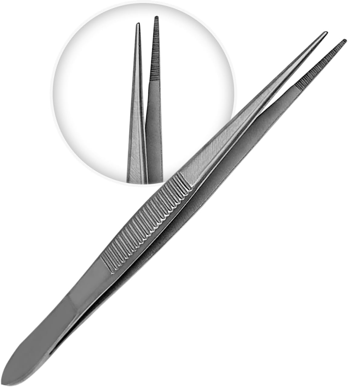Splinter Forceps - Fine Point - Tweezers Stainless Steel Straight & Curved (Straight 4.50")