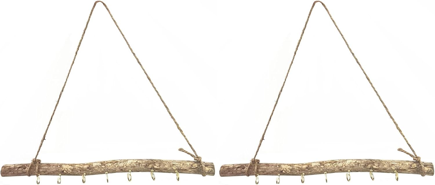 2 Pcs Decorative Floating Wall Shelves Coat Hooks Driftwood Branch Hook Branch Hanger Rack for Keys Hats Entryway