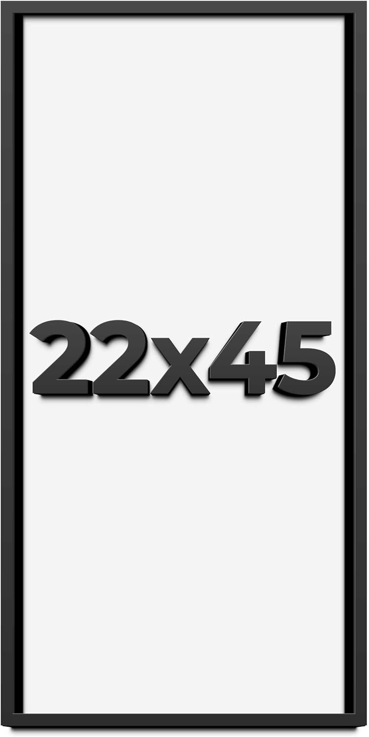 22x45 Shadow Box Frame Black | 1 Inch Deep Solid Wood Shadowbox Display Frame | UV Resistant Acrylic Plexiglass, Acid Free Backing, and Hanging Hardware | Dugan Picture Frame Style