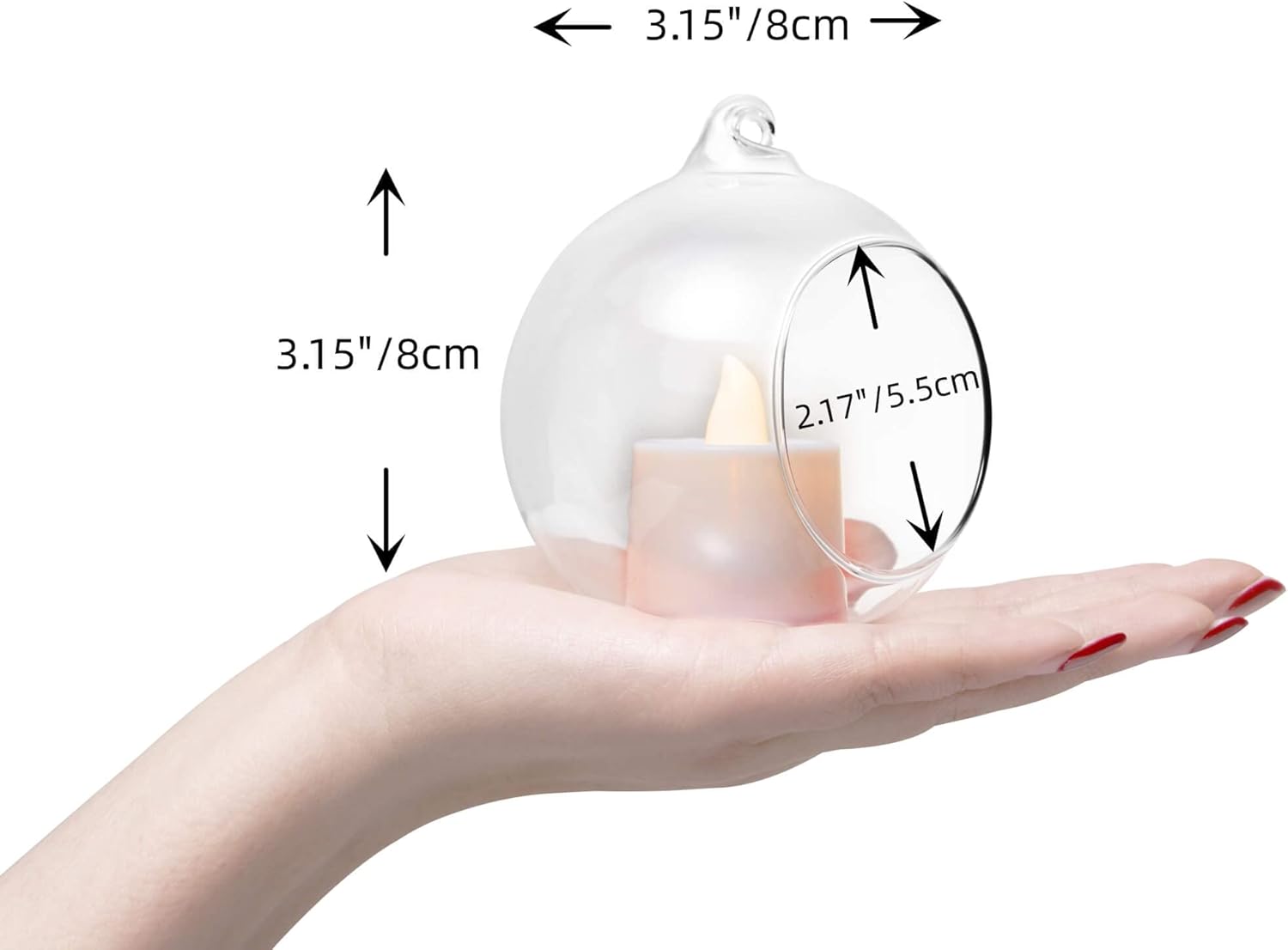 Hanging Glass Candle Holder, Globe Glass Tea Light Holder, Hanging Glass Vase, Flower Plants Terrarium, Glass Orbs Container, Micro Landscape DIY for Home, Office, Wedding (3.15" 24Pcs)