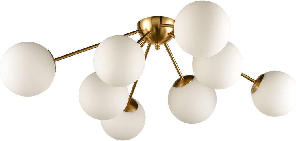 HOLKIRT Elegant Modern Globe Semi Flush Mount Ceiling Light, 8 Light Mid Century Sputnik Chandeliers Fixture