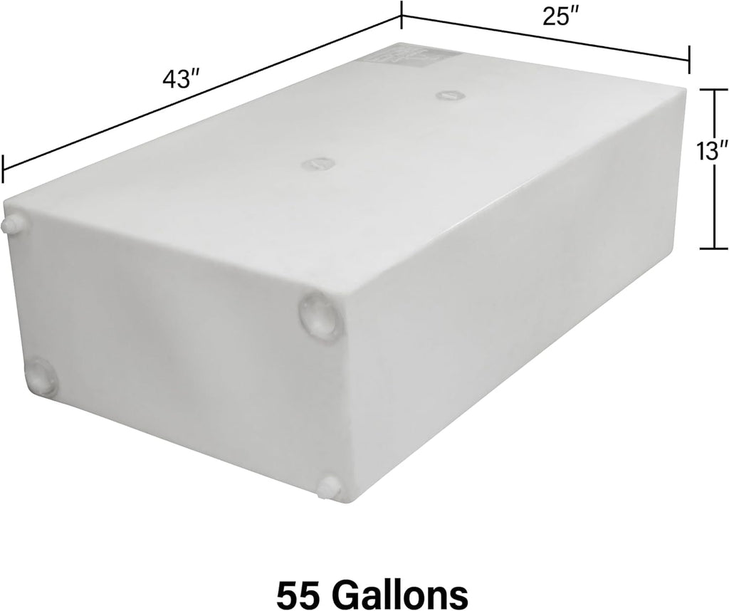 57 Gallon RV Fresh Water Tank, Potable Water Storage Tank for Drinking, Cooking, Cleaning, Showering, for Campers, Trailers, Motorhomes, RVs, Cube Shape, 43" x 25" x 13" (WT-5553)