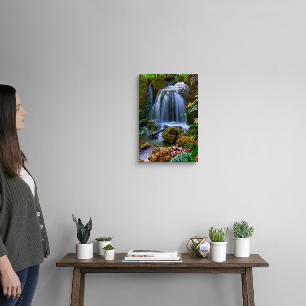 CANVAS ON DEMAND Waterfall in Tropical Rainforest of Fairchild Tropical Gardens, Canvas Wall Art Print, Home Decor, Floral, Flowers, Nature Artwork, 12" x18in