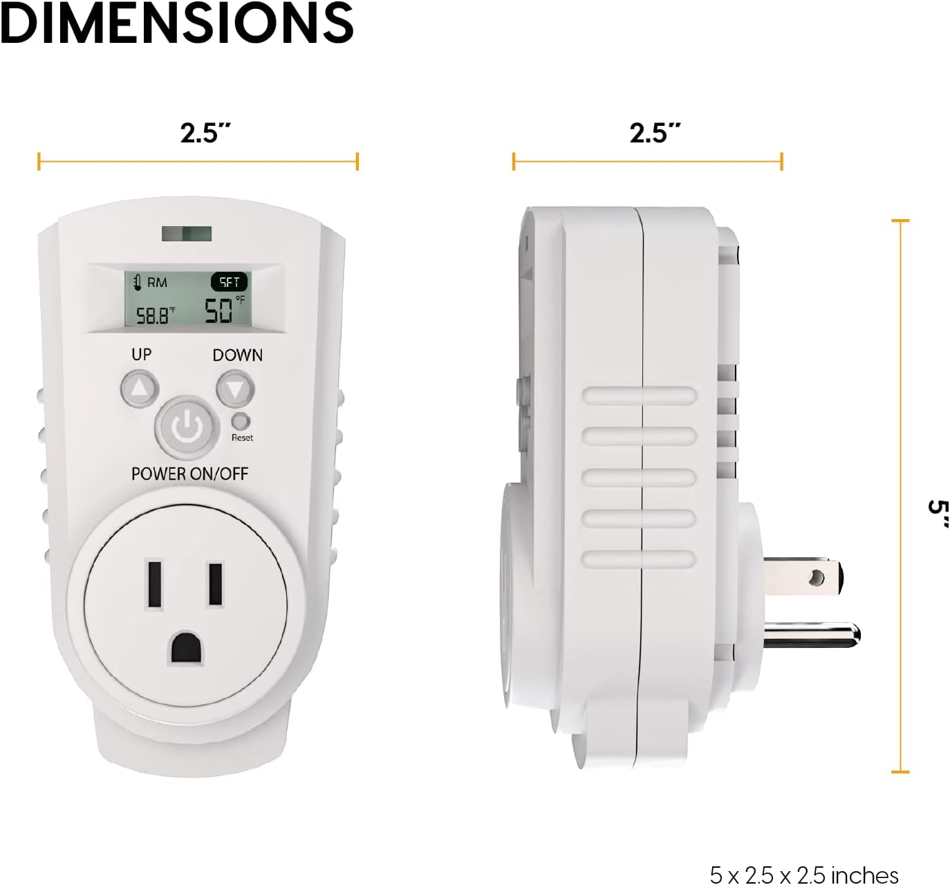 EconoHome Digital Plug in Thermostat - Programmable Thermostat with LCD Screen, Temperature Control & Power Buttons - Compatible with Wall Mount & Portable Heater, Air Cooler, Greenhouse Fans