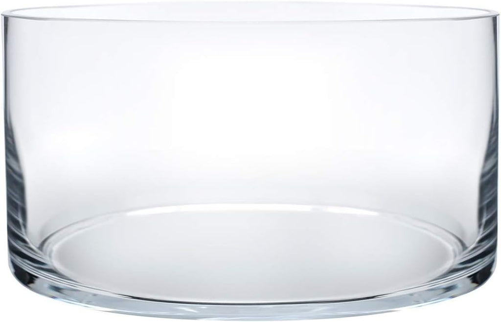 Royal Imports Flower Glass Vase Decorative Centerpiece for Home or Wedding - Cylinder Shape, 4" Tall, 8" Opening, Clear