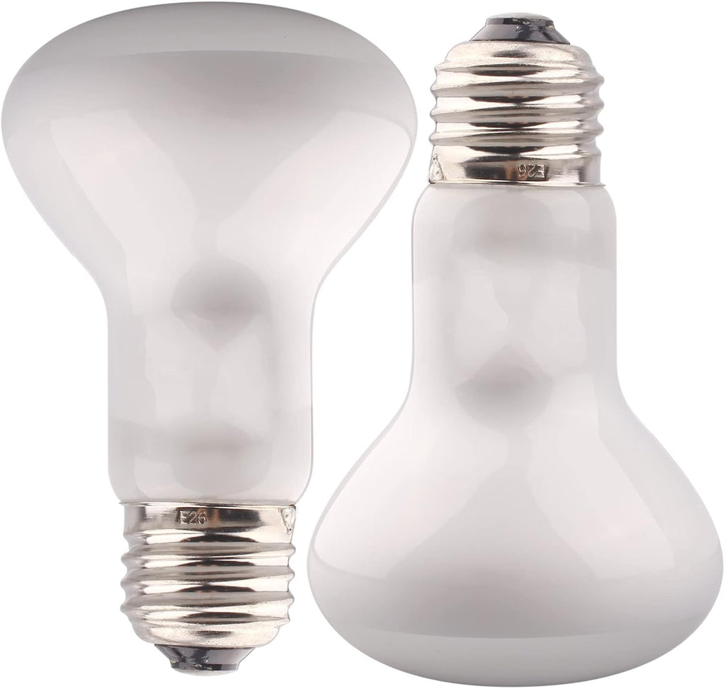 Aiicioo Reptile Basking Light Bulb - 50W Reptile Heat Lamp 2 Pack UVA Daylight Amphibians Basking Bulb for Bearded Dragon Turtle Hermit Crab Gecko Lizard Daylight