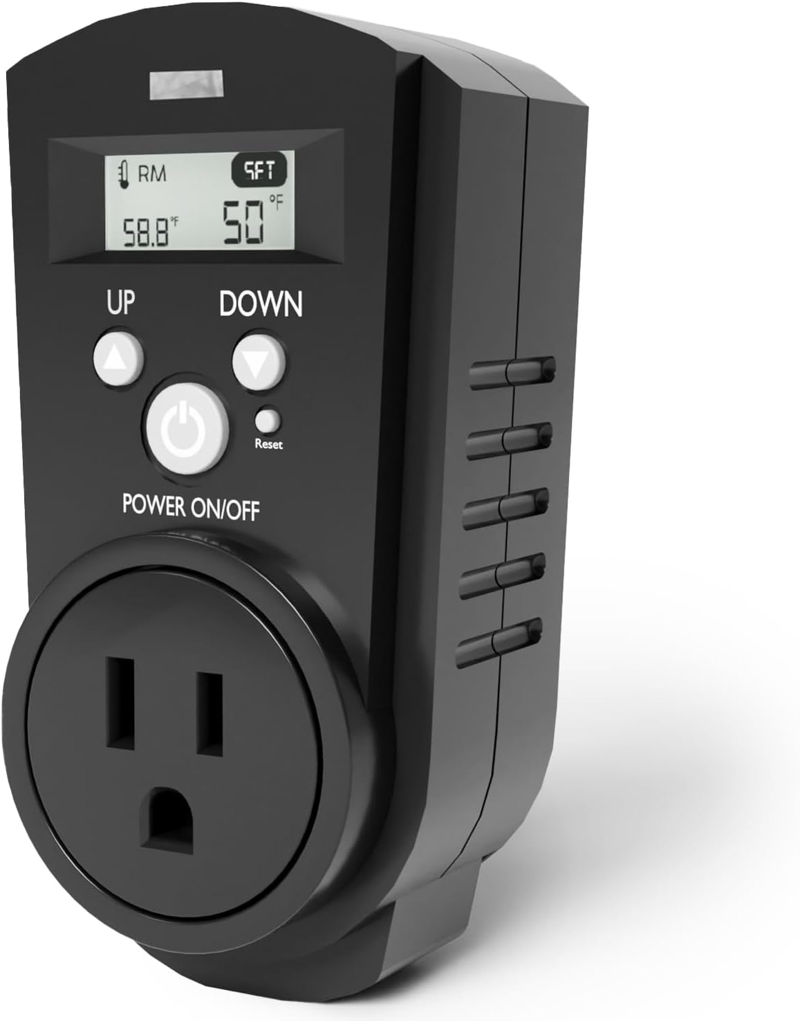 EconoHome Digital Plug in Thermostat - Programmable Thermostat with LCD Screen, Temperature Control & Power Buttons - Compatible with Wall Mount & Portable Heater, Air Cooler, Greenhouse Fans