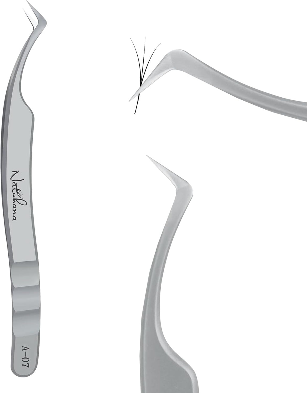 High Precision Lash Tweezers for Individual and Volume Eyelash Extensions Premium Stainless Steel Curved Fiber Tip Professional Isolation Tweezer