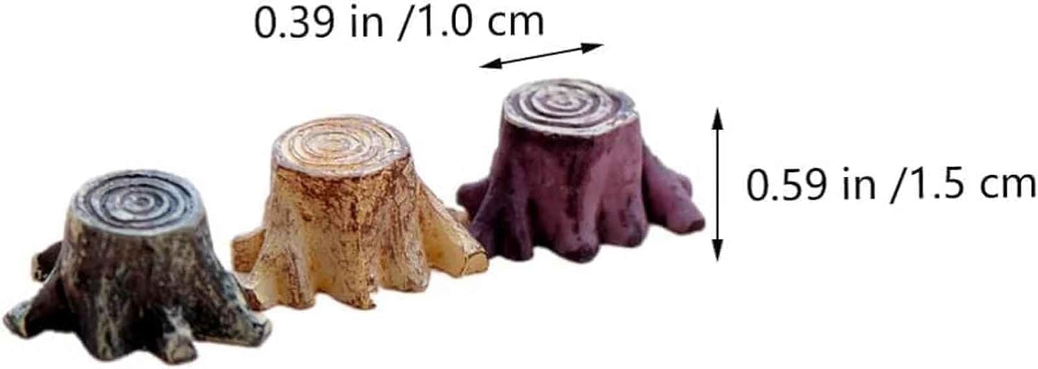 4Pcs Artificial Tree Stump Mini Garden Figurines Stumps Ornaments, Mini Root Stump Fairy Garden Miniatures Gnomes Moss Terrariums Resin Crafts Figurines for Home Deco