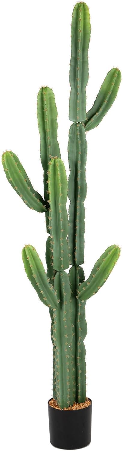 UV-Resistant Artificial Fake Cactus Plants 6ft – Large Faux Cowboy Cactus for Indoor & Outdoor Home, Office, or Garden Decor