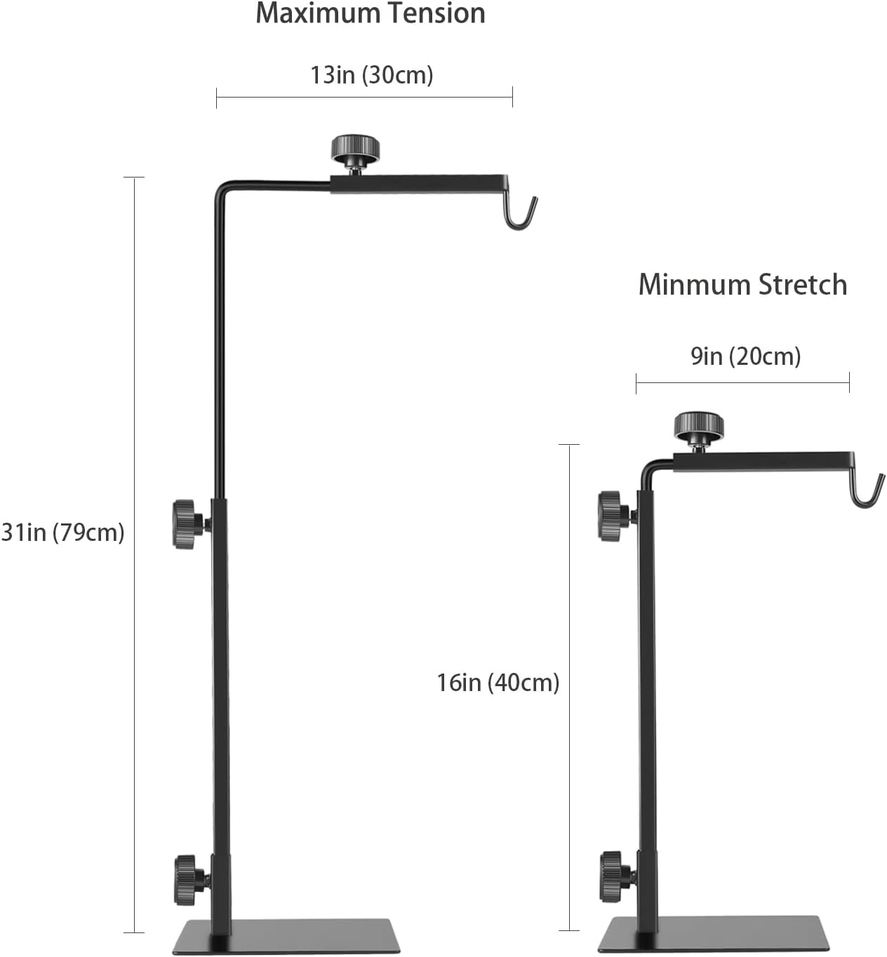 Reptile Lamp Stand, Adjustable 16-31 Inch Domes Heat Lamp Metal Bracket Floor Light Holder for Reptile Terrarium Lighting Heating Light and Dome lampshade, Large
