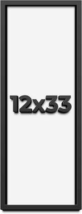 12x33 Shadow Box Frame Black | 1 Inch Deep Solid Wood Shadowbox Display Frame | UV Resistant Acrylic Plexiglass, Acid Free Backing, and Hanging Hardware | Dugan Picture Frame Style