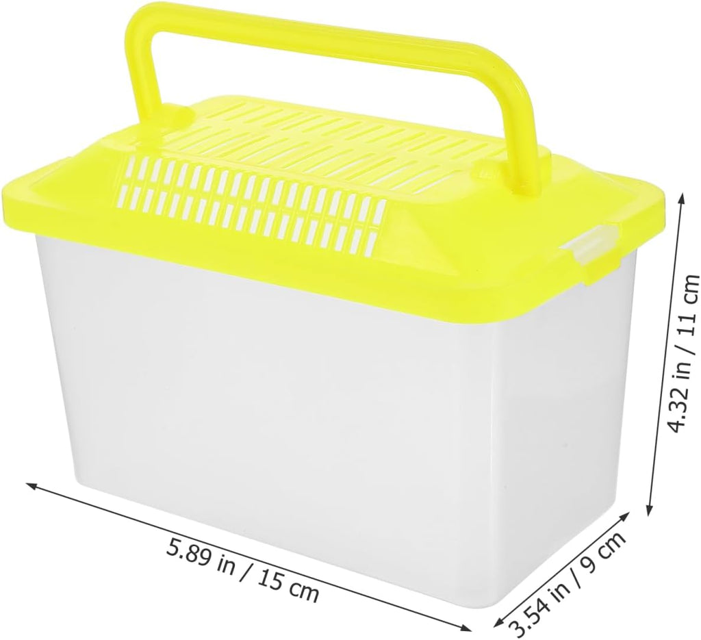 Portable Fish Tank Handheld Aquarium with Handle Transparent Turtle Box and Pet Hamster Carrier for Reptiles Tortoises and Small Pets 5.9X4.3X3.5 Inch