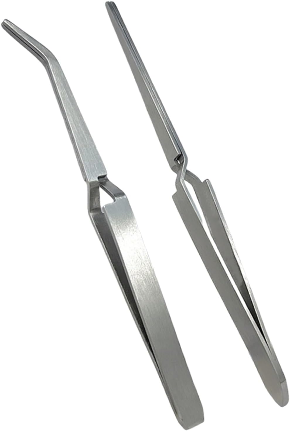 Reverse Craft Tweezers for Crafting Nail Salons Eyelash Extensions Jewelry Making, Long Nail Tweezer with Pointed Tip and Curved Tip, Sticker Locksmith Tools for Unlocking and Journaling (2 Pcs)