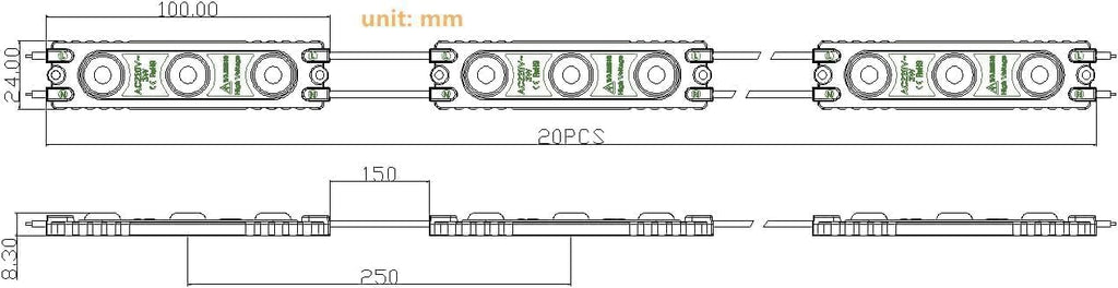 Q QINGCHEN 110V AC 3.0W Green LED Module Strip Decorative Light for Letter Sign Advertising Signs with Tape Adhesive Backside (80pcs Pack,Green)
