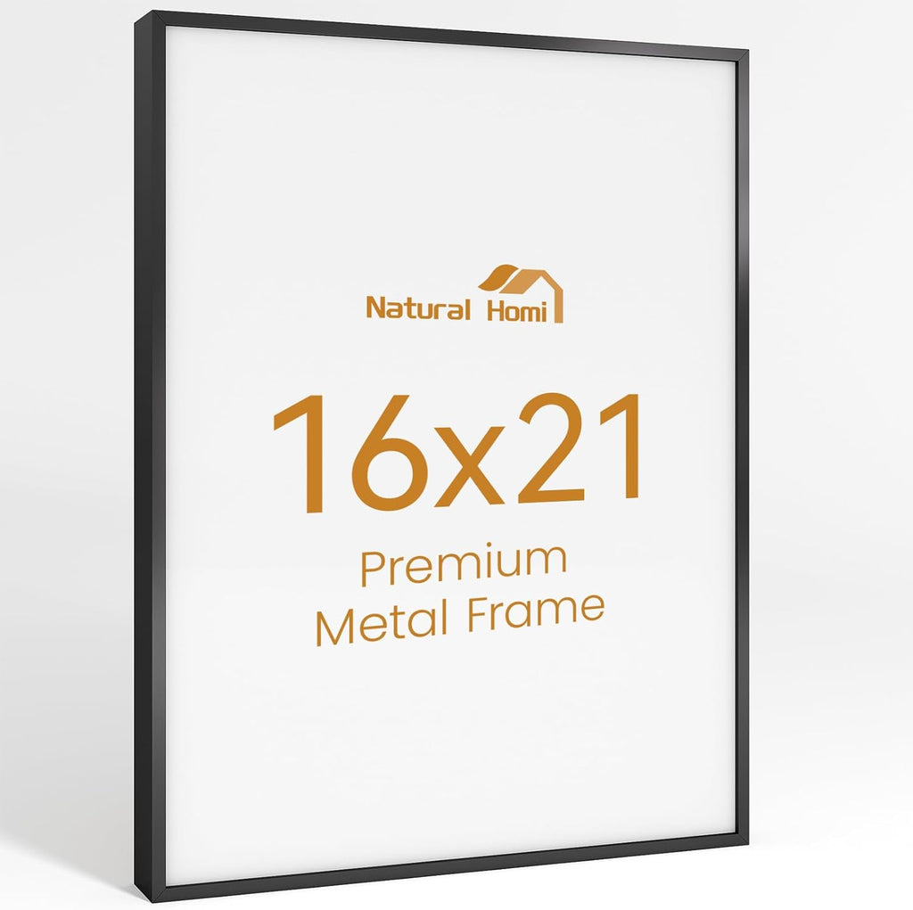 16x21 Aluminum Metal Picture Frame,Tempered Glass Black Photo Frame 16x21 for Family Photo,Posters,Art,Document to Wall Mount Horizontally or Vertically